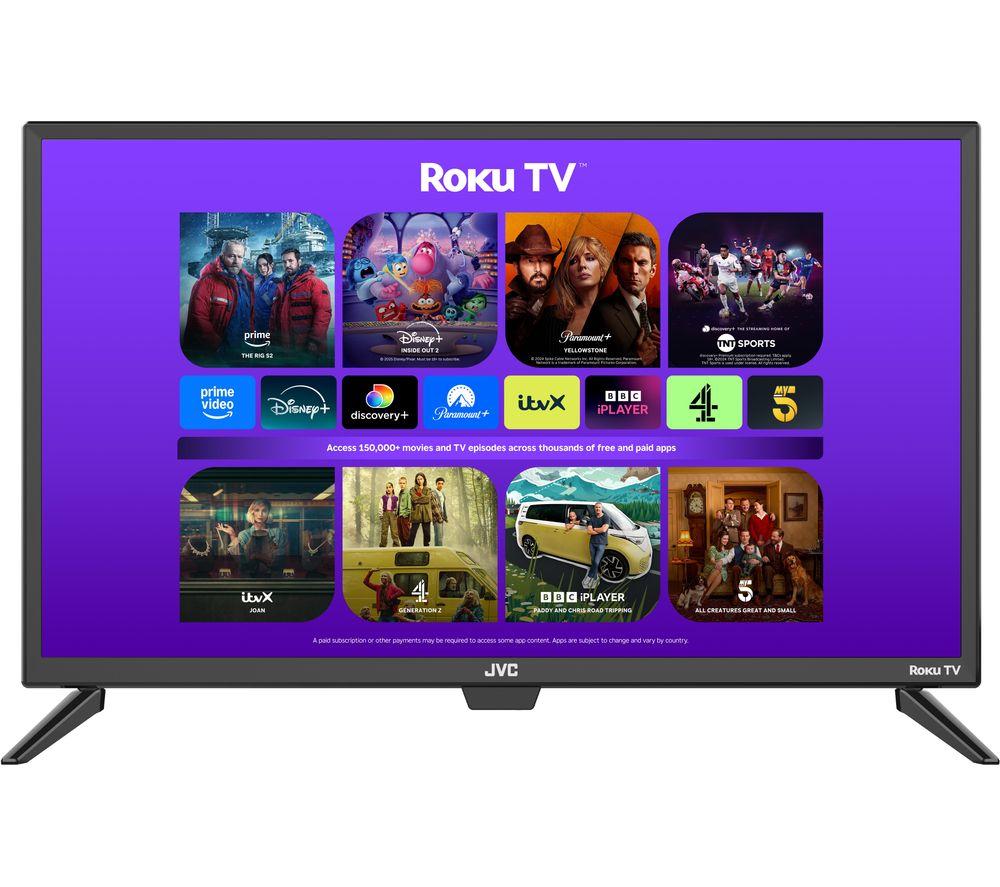 24 JVC LT-24CR230 Roku TV  Smart HD Ready HDR LED TV, Black