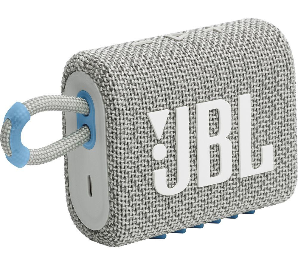 JBL Go 3 ECO Wireless Bluetooth Speaker, Waterproof with 5 Hours of Battery Life, White