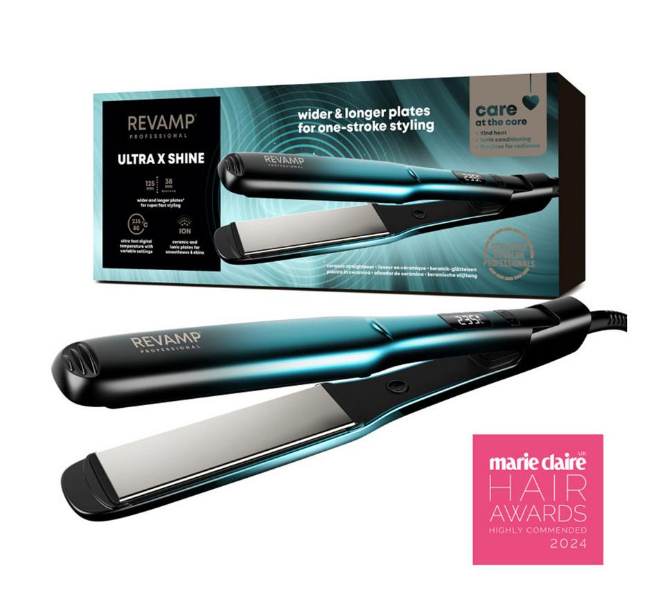 REVAMP Wide Ultra X Shine Ceramic Hair Straightener - Black