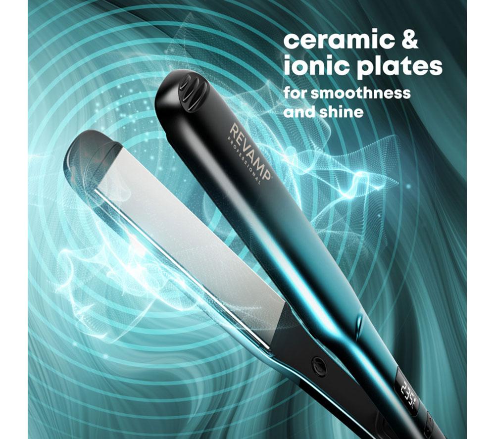 REVAMP Wide Ultra X Shine Ceramic Hair Straightener - Black image number 3 of 8