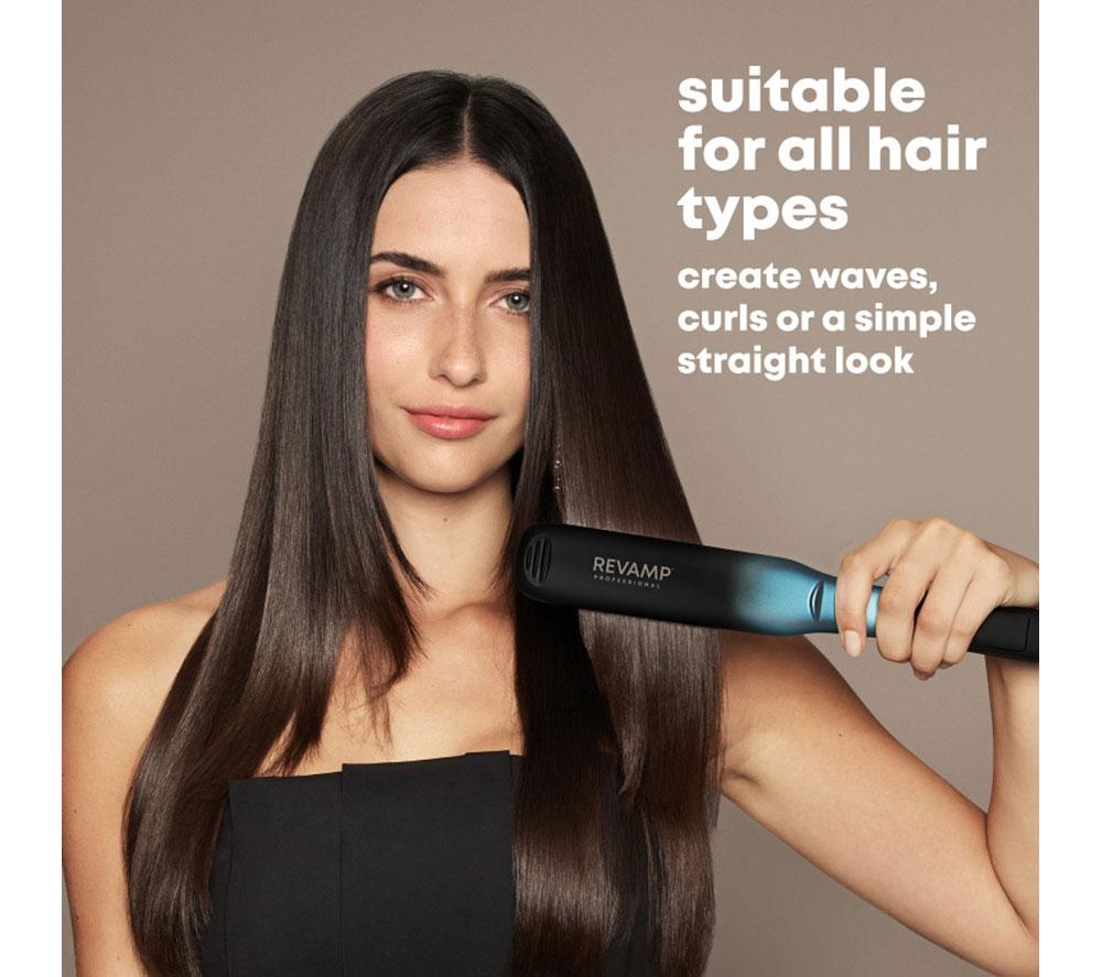 REVAMP Wide Ultra X Shine Ceramic Hair Straightener - Black image number 6 of 8