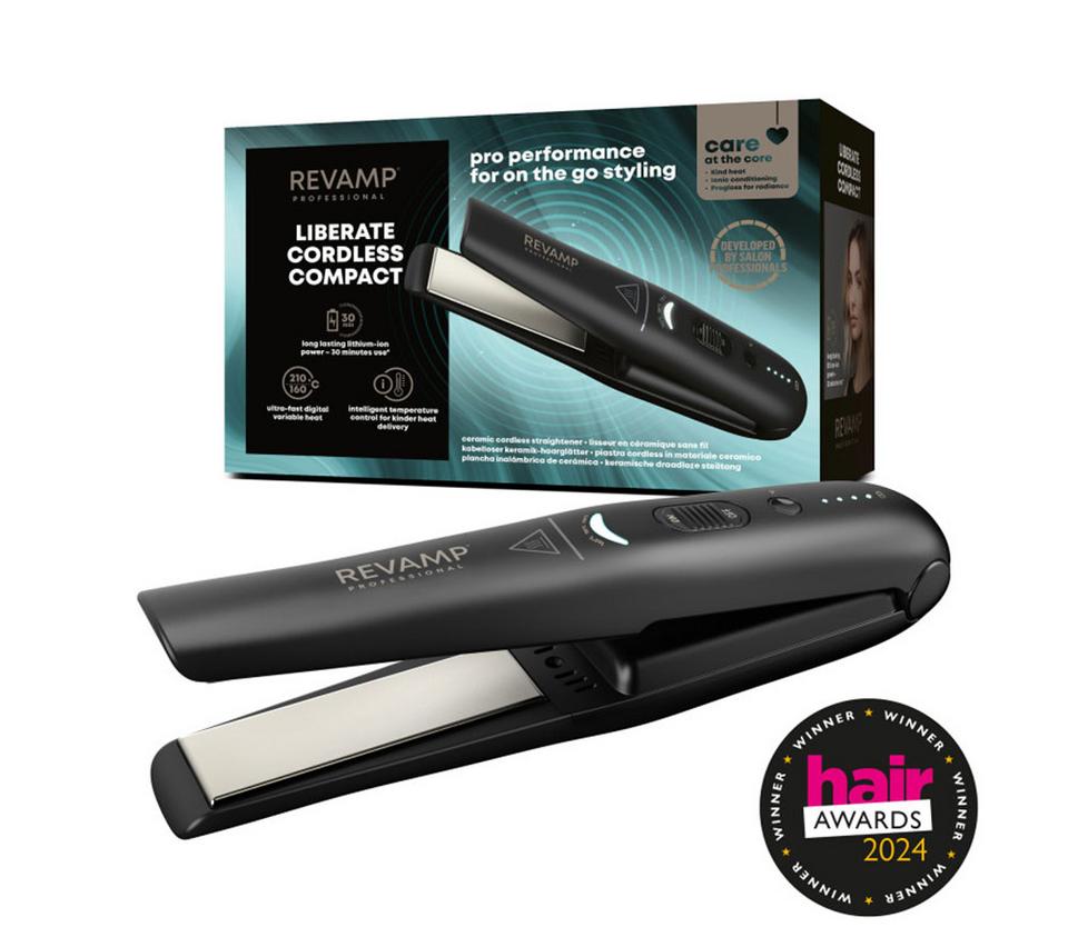 REVAMP Liberate Cordless Compact Ceramic Hair Straightener - Black