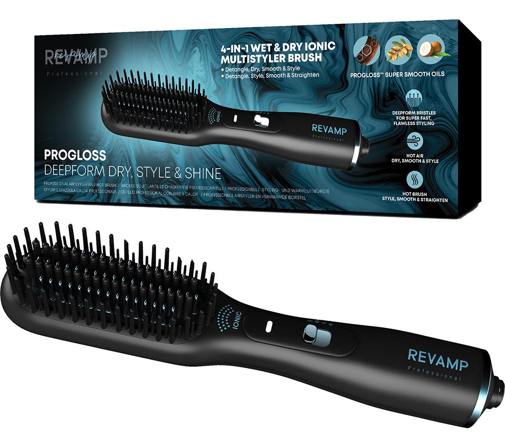 REVAMP Progloss Deepform Straight & Style Blow Dry Brush - Black, Black