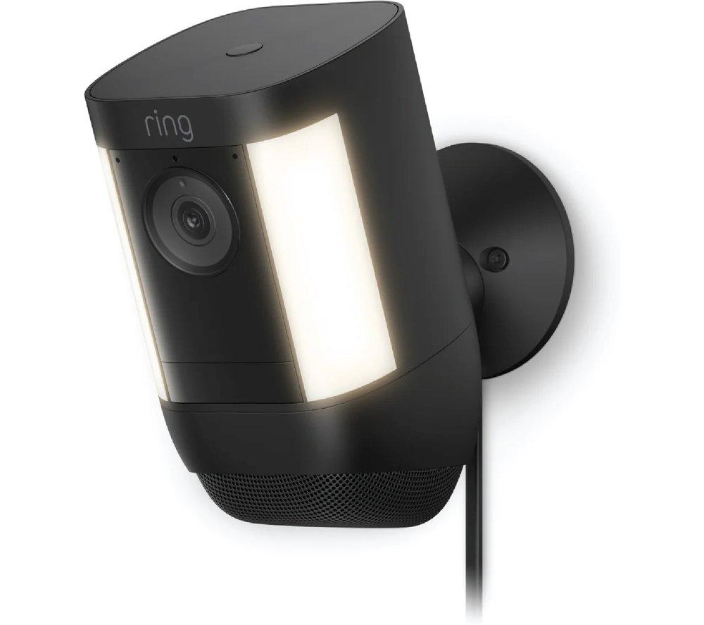 RING Spotlight Cam Pro Full HD 1080p WiFi Security Camera - Plug-in, Black, Black