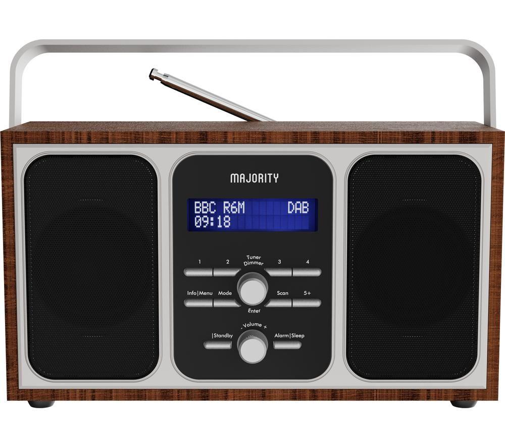 Majority Girton Portable Dabﱓ Retro Radio - Walnut, Brown