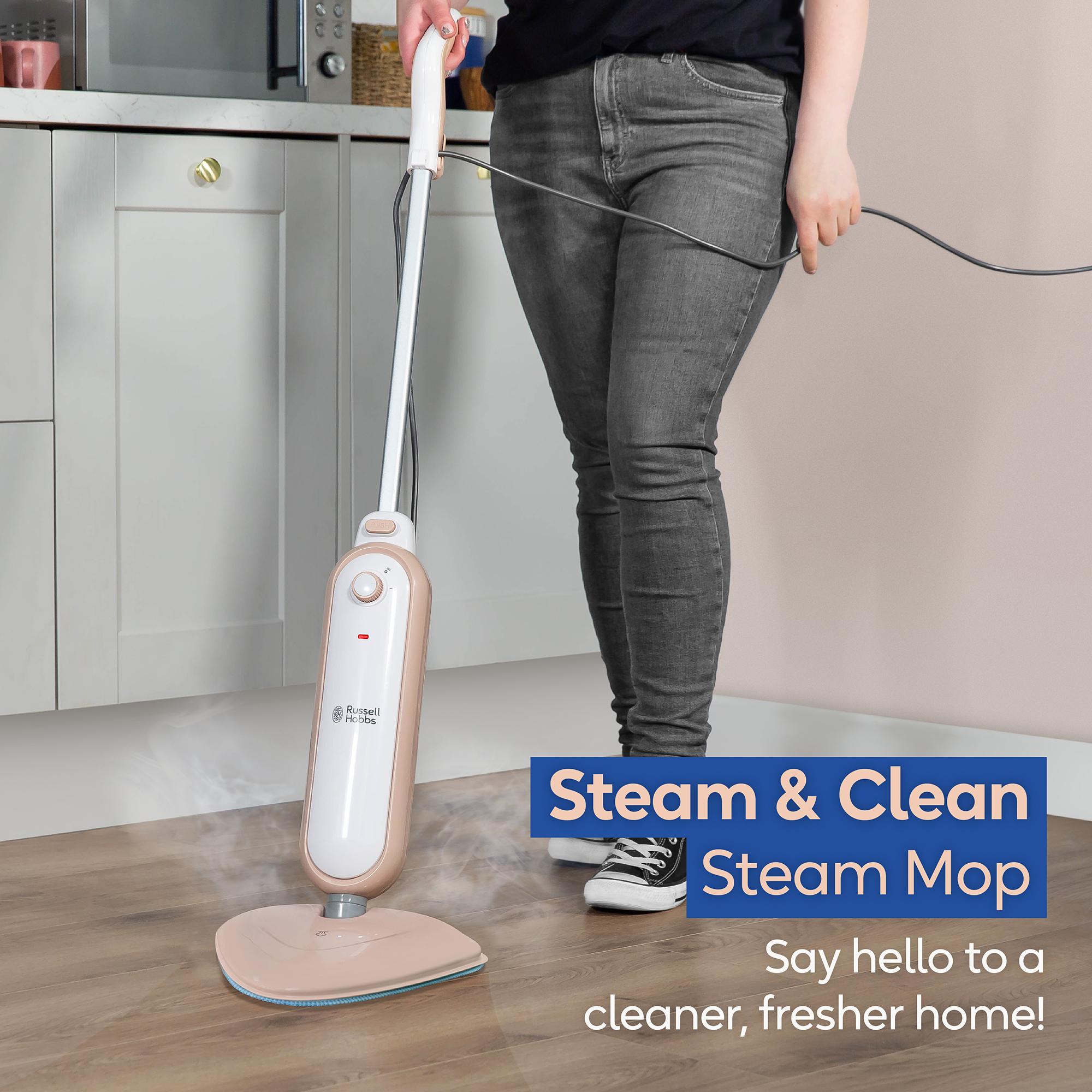 RUSSELL HOBBS Steam & Clean RHSM1001BP-G Steam Mop - Blush Pink image number 4 of 10