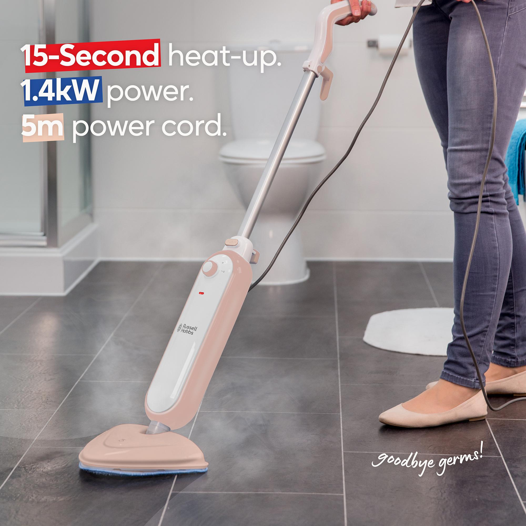 RUSSELL HOBBS Steam & Clean RHSM1001BP-G Steam Mop - Blush Pink image number 8 of 10