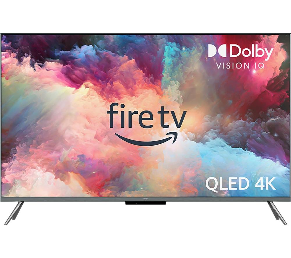 55" AMAZON Omni QLED Series Fire TV QL55F601U  Smart 4K Ultra HD HDR TV with Amazon Alexa, Silver/Grey