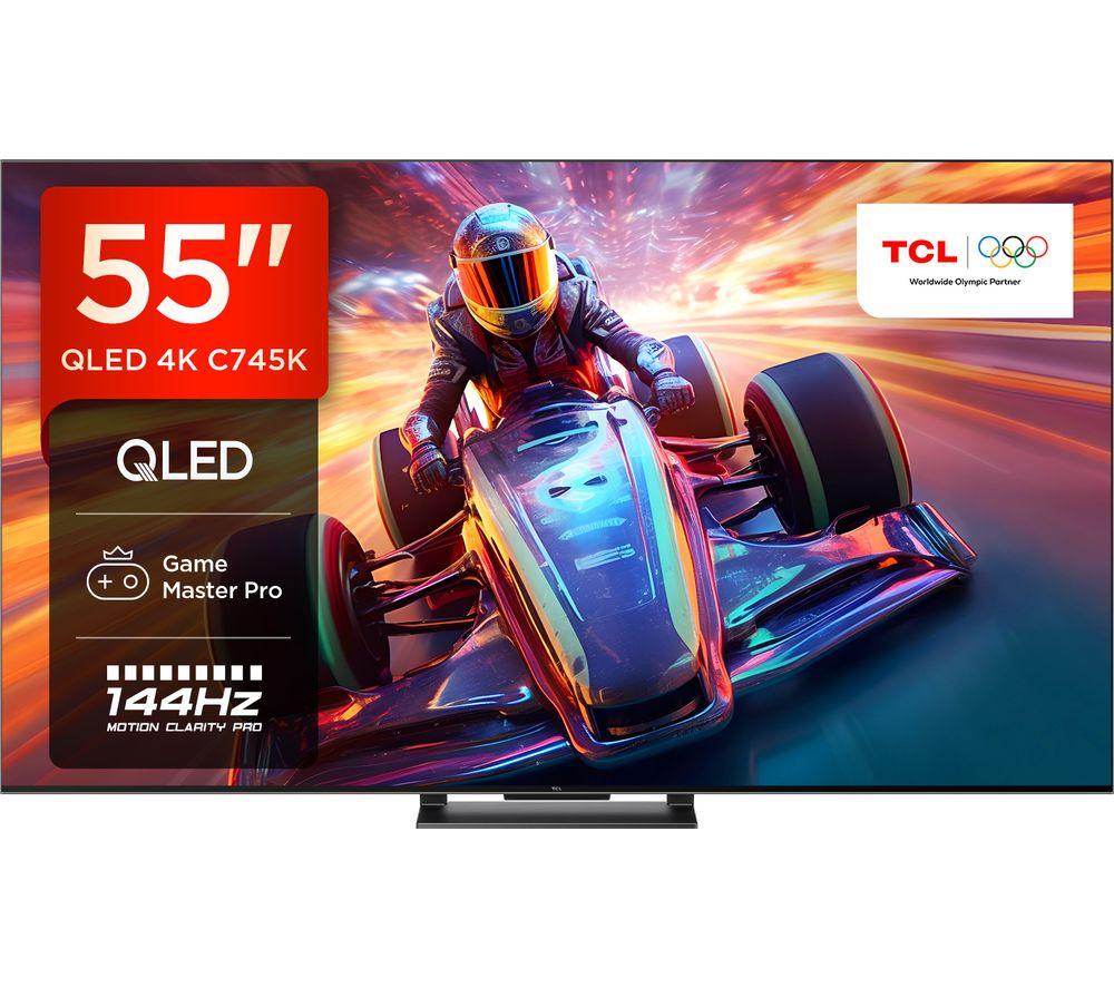 TCL 55'' QLED 4K Ultra HD HDR C745K Smart TV (Google Assistant, Google TV, 144Hz Motion Clarity Pro, 240Hz Game Accelerator, Dolby Atmos, HDR10+) (55'')