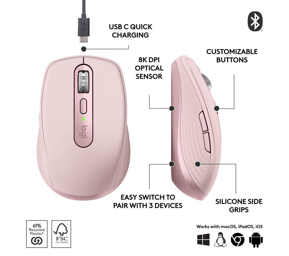 LOGITECH MX Anywhere 3S Wireless Darkfield Mouse - Rose image number 6 of 10