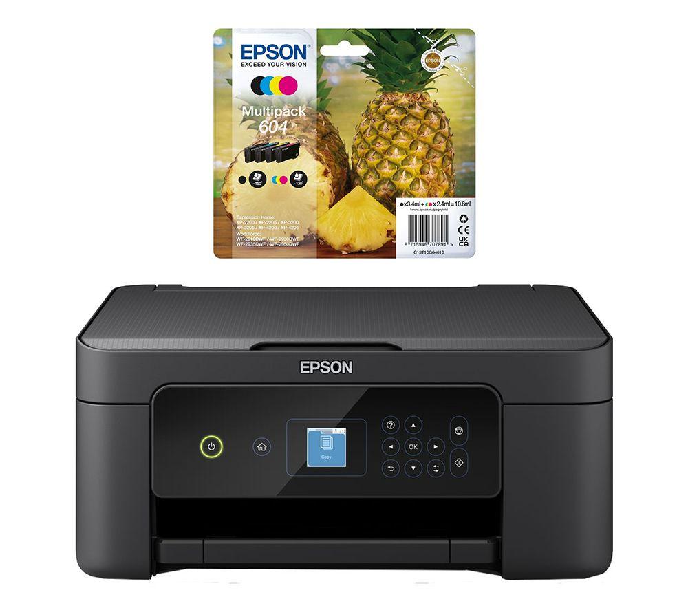 Epson Expression Home XP-3205 All-in-One Wireless Inkjet Printer & Full Set of Ink Cartridges Bundle, Black