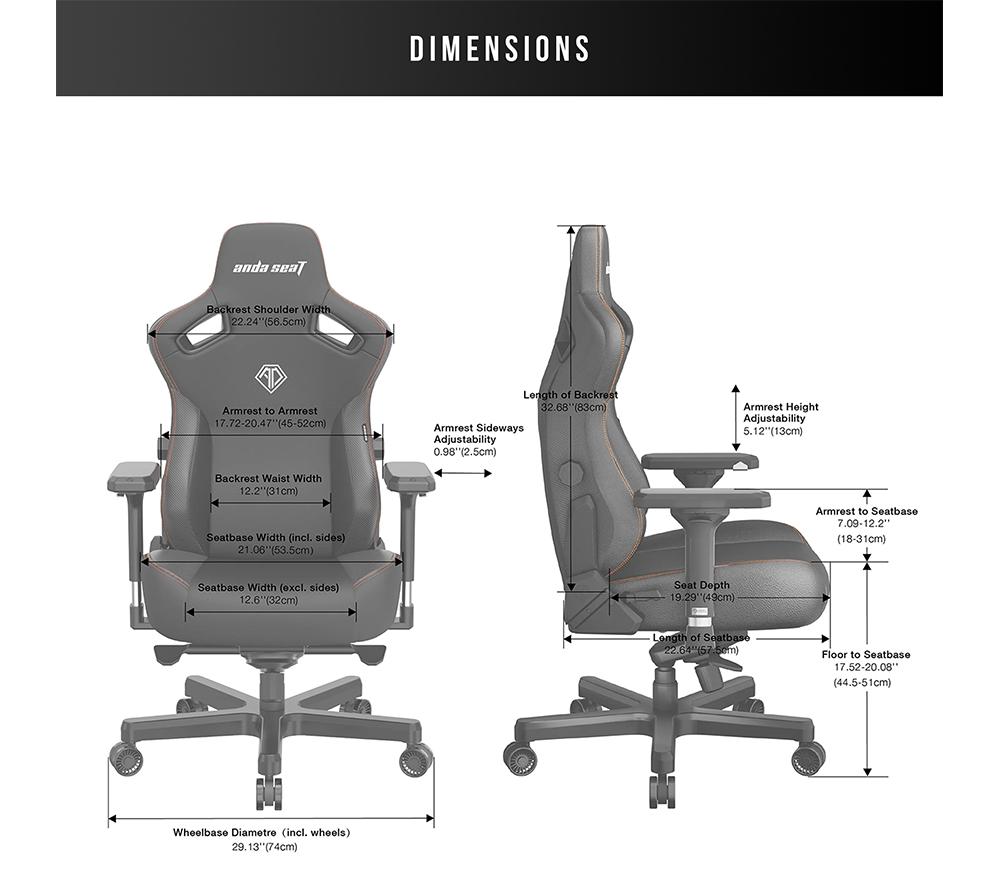 ANDASEAT Kaiser 3 Series Premium Gaming Chair - XL, Elegant Black image number 8 of 9