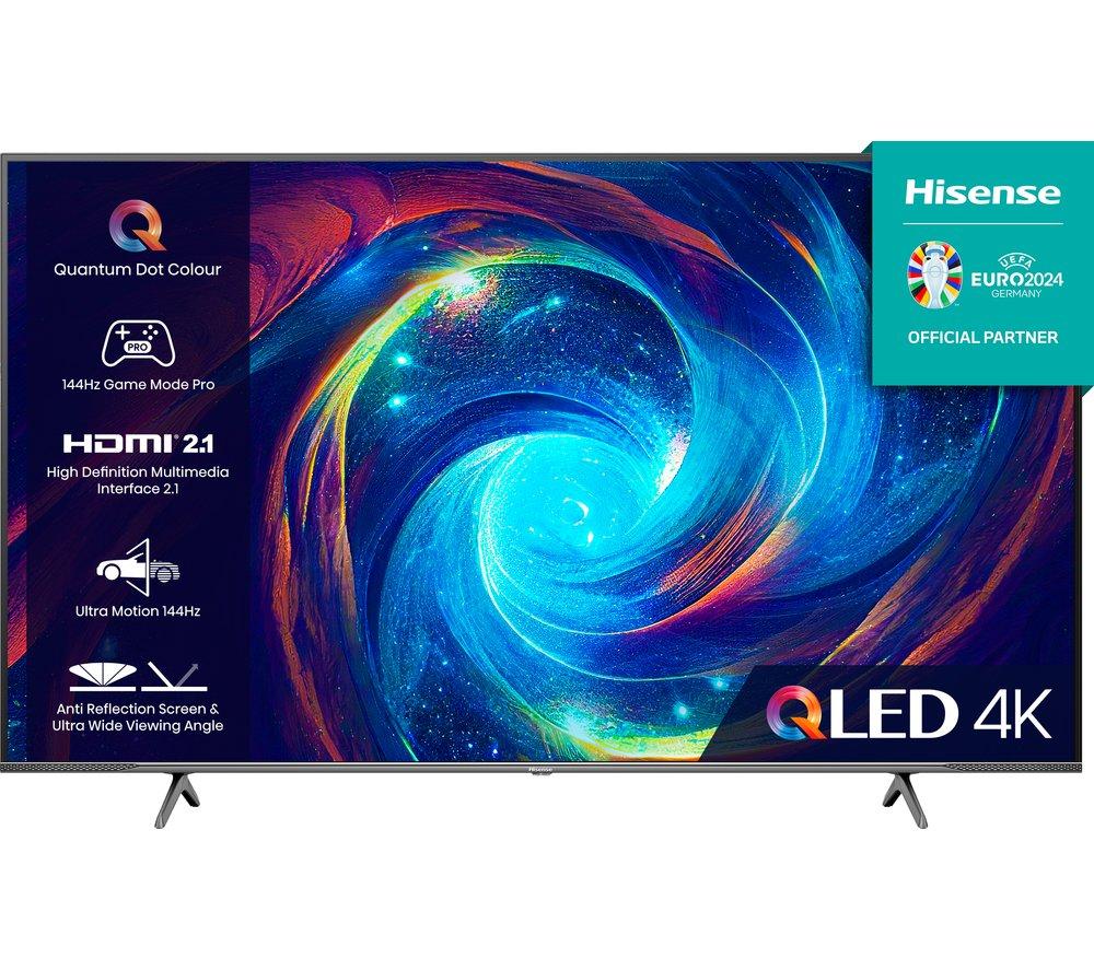 55 HISENSE 55E7KQTUK PRO  Smart 4K Ultra HD HDR QLED TV with Amazon Alexa, Black