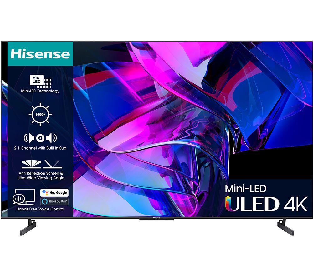 HISENSE 75U7KQTUK 75" Smart 4K Ultra HD HDR Mini-LED TV with Amazon Alexa