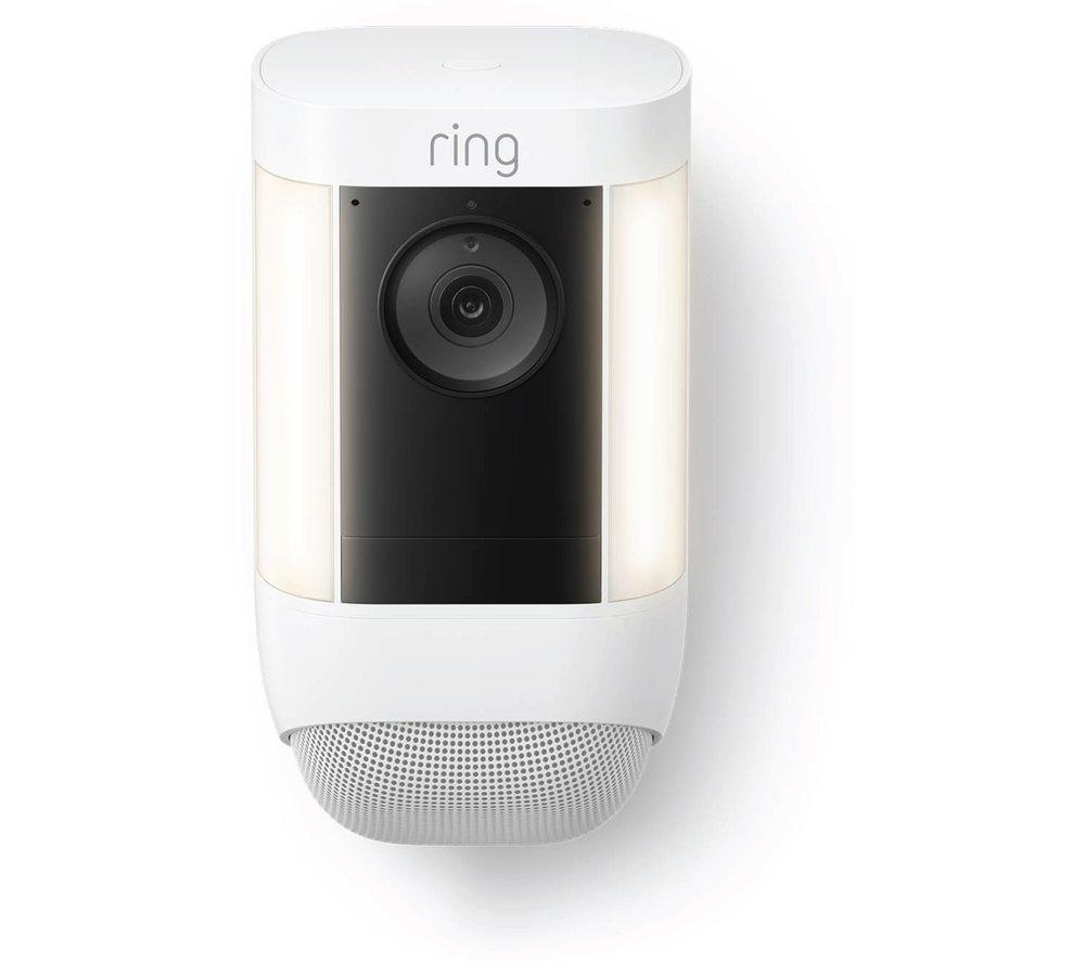 RING Spotlight Cam Pro Full HD 1080p WiFi Security Camera - Wired, White, White