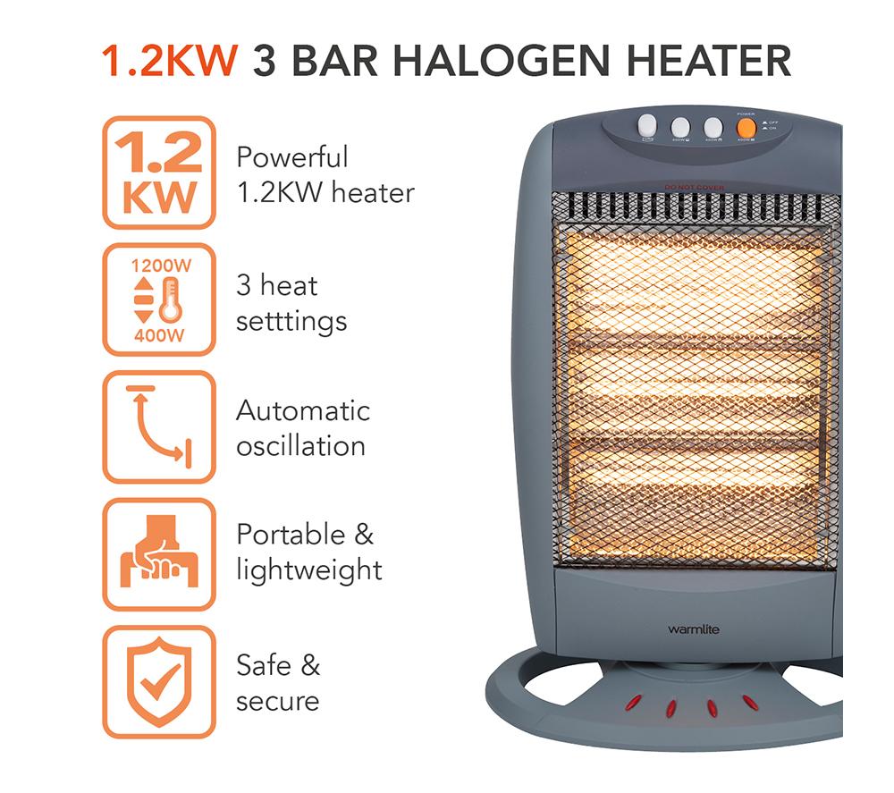 WARMLITE WL42005 Portable Halogen Heater - Grey image number 2 of 13
