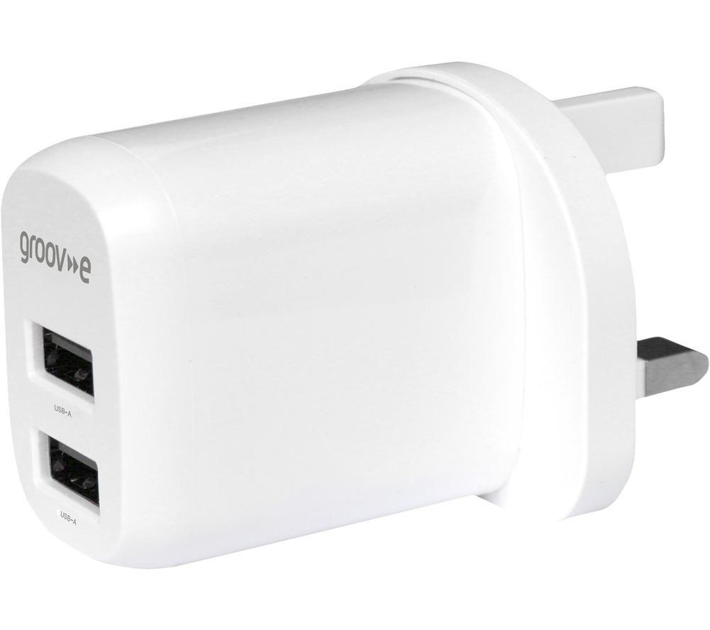 GROOV-E GVMA103WE 12 W USB Charger, White