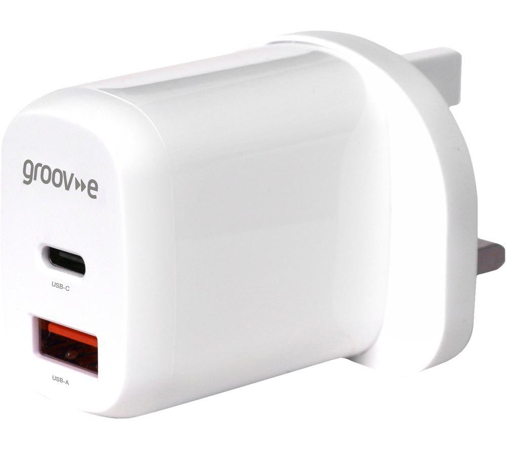 Groov-e Dual USB-C & USB-A Mains Charger 20W Power Delivery - White Brand