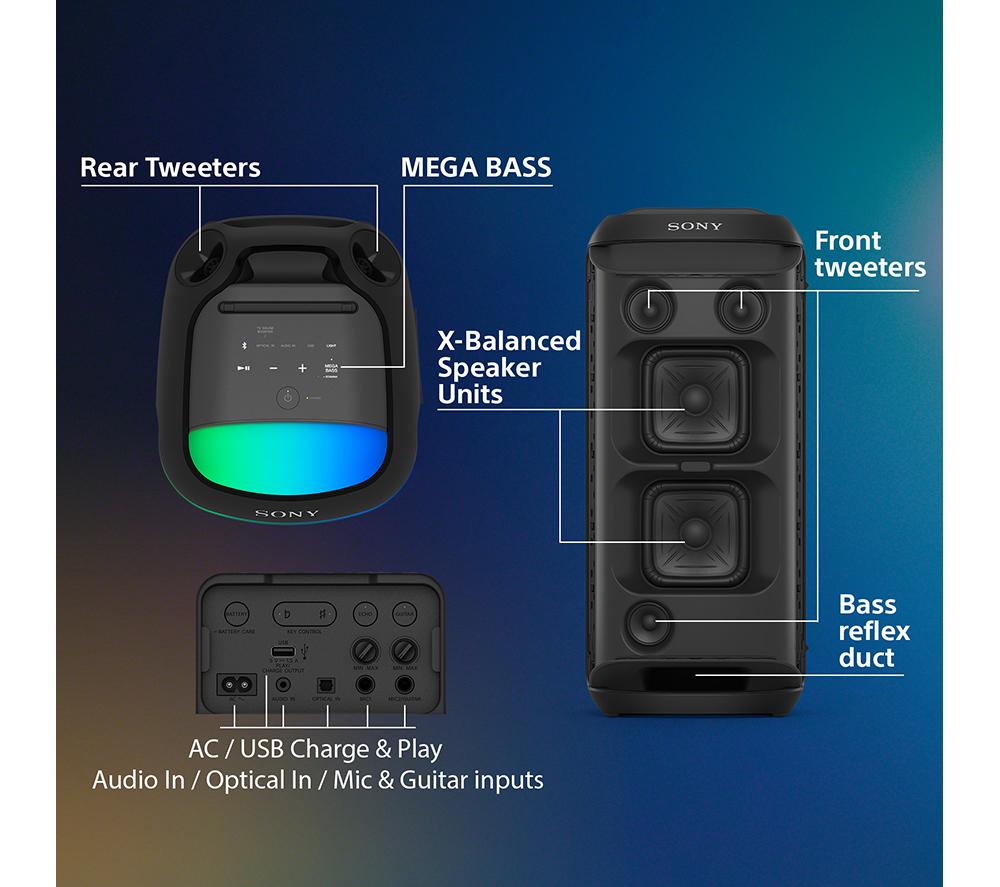 SONY XV800 Bluetooth Megasound Party Speaker - Black image number 6 of 9