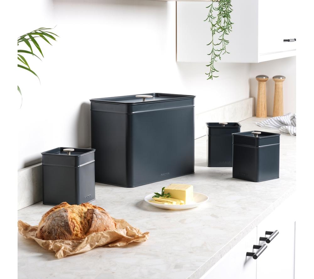 SALTER Marino BW12613EU7 4-Piece Bread Bin & Canister Set - Blue Grey image number 2 of 7