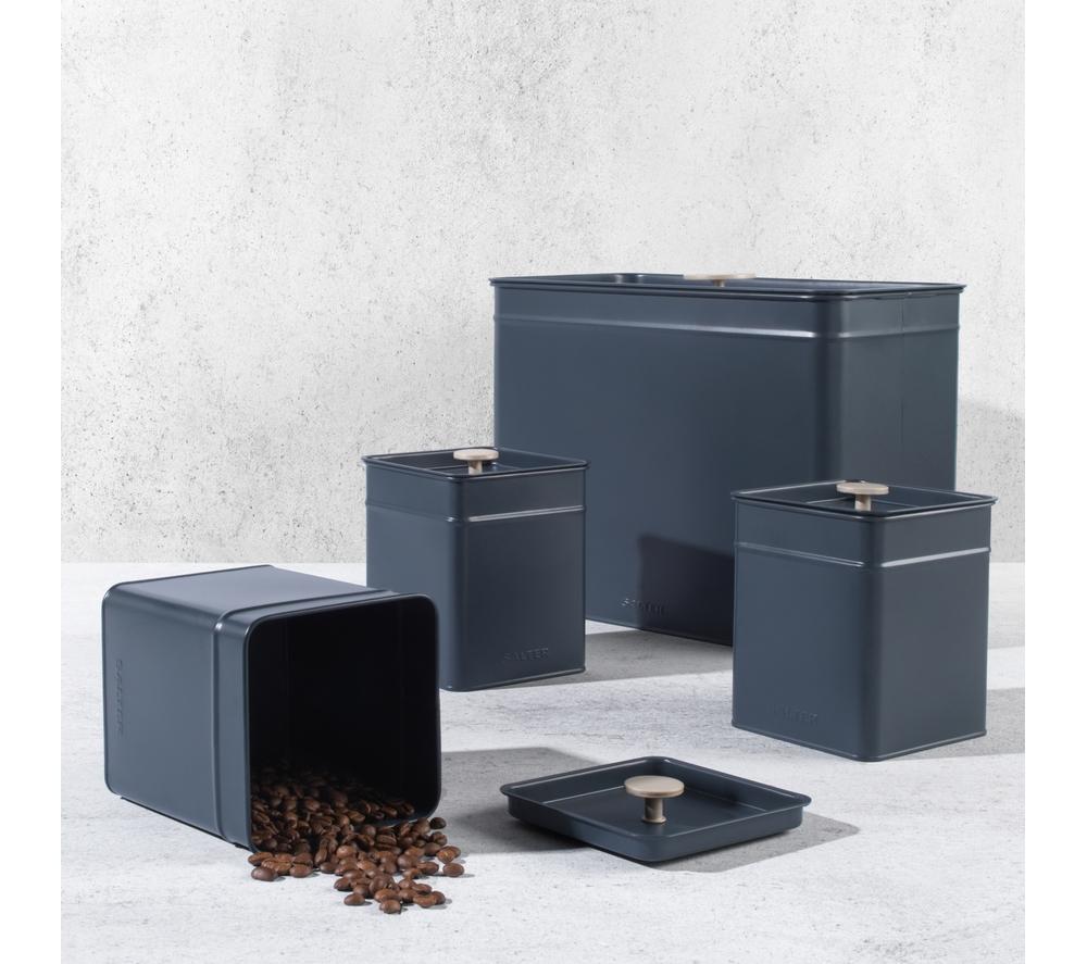 SALTER Marino BW12613EU7 4-Piece Bread Bin & Canister Set - Blue Grey image number 3 of 7