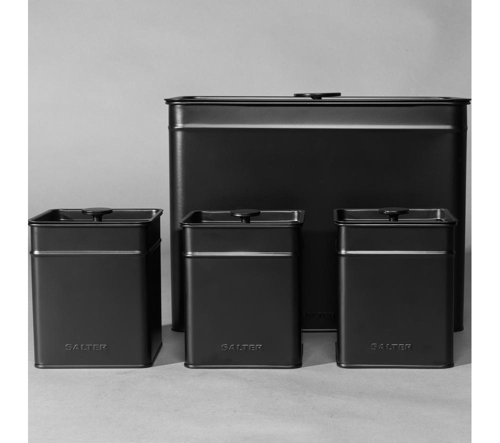 SALTER Kuro BW12614EU7 4-Piece Bread Bin & Canister Set - Black image number 2 of 5
