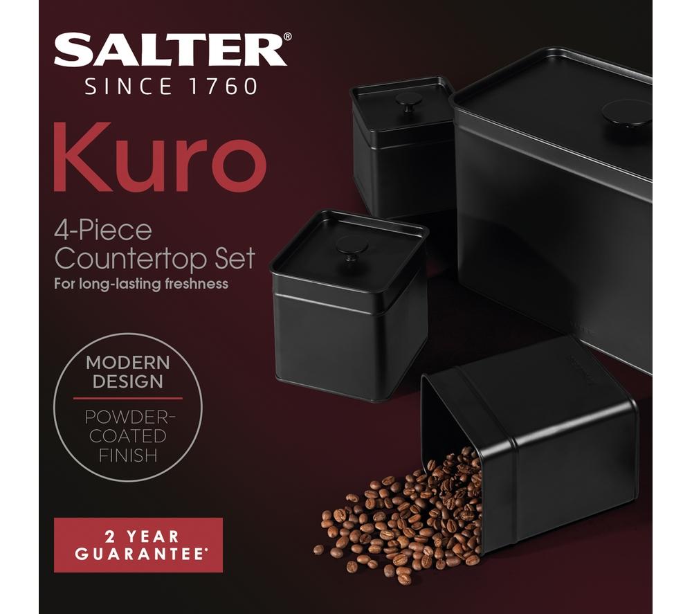 SALTER Kuro BW12614EU7 4-Piece Bread Bin & Canister Set - Black image number 5 of 5