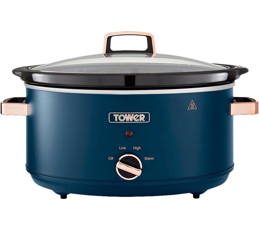 Tower Unisex Dark Blue 6.5L Slow Cooker, Cavaletto, T16043mnb, Midnight Blue And Rose Gold In - Image 4