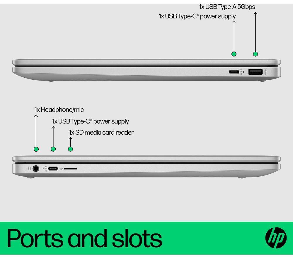 HP 15a-nb0502sa 15.6" Chromebook Plus - Intel&reg; Core&trade; i3, 128 GB SSD, Silver image number 2 of 18