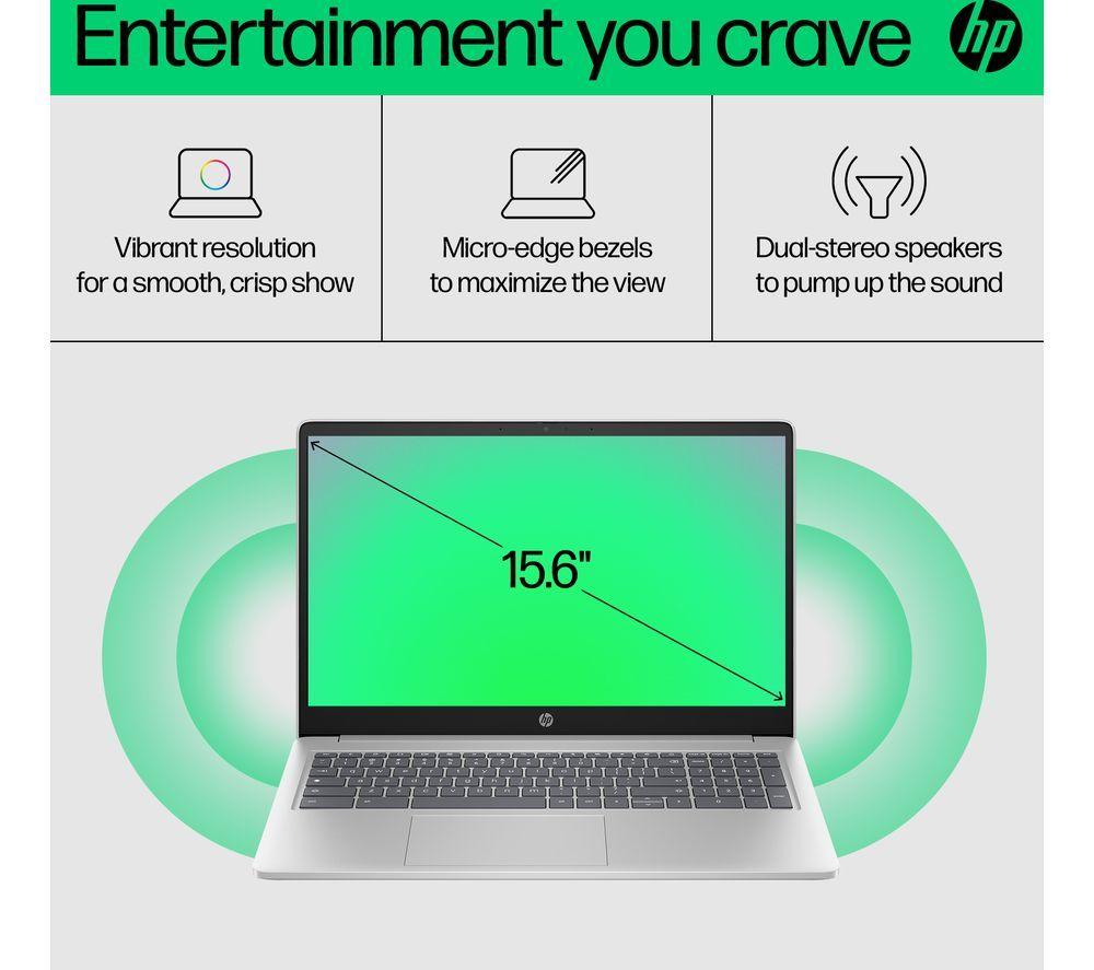 HP 15a-nb0502sa 15.6" Chromebook Plus - Intel&reg; Core&trade; i3, 128 GB SSD, Silver image number 6 of 18