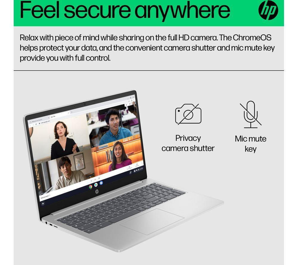 HP 15a-nb0502sa 15.6" Chromebook Plus - Intel&reg; Core&trade; i3, 128 GB SSD, Silver image number 10 of 18