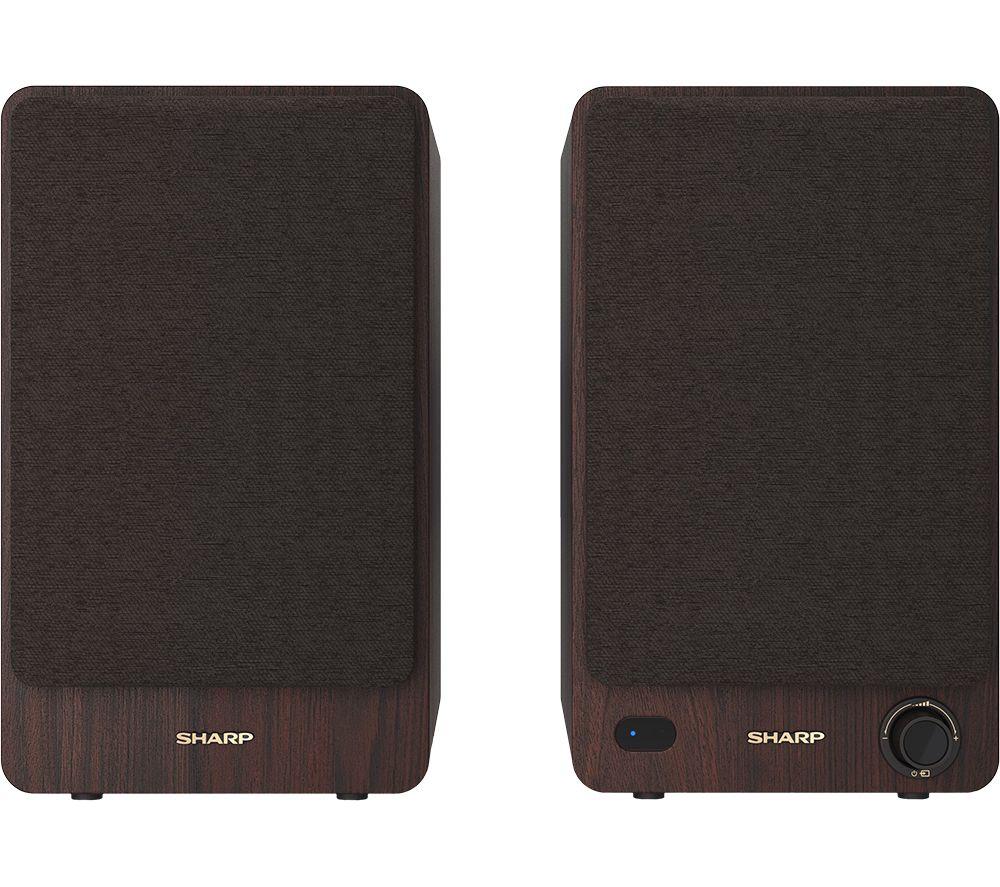 SHARP CP-SS30(BR) Bluetooth Active Bookshelf Monitor Speaker - Brown image number 2 of 9