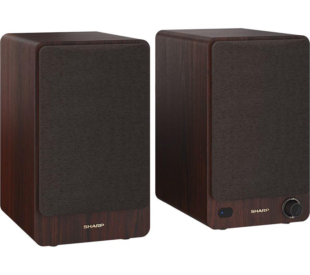 SHARP CP-SS30(BR) Bluetooth Active Bookshelf Monitor Speaker - Brown image number 3 of 9