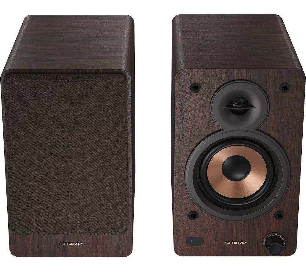 SHARP CP-SS30(BR) Bluetooth Active Bookshelf Monitor Speaker - Brown image number 4 of 9