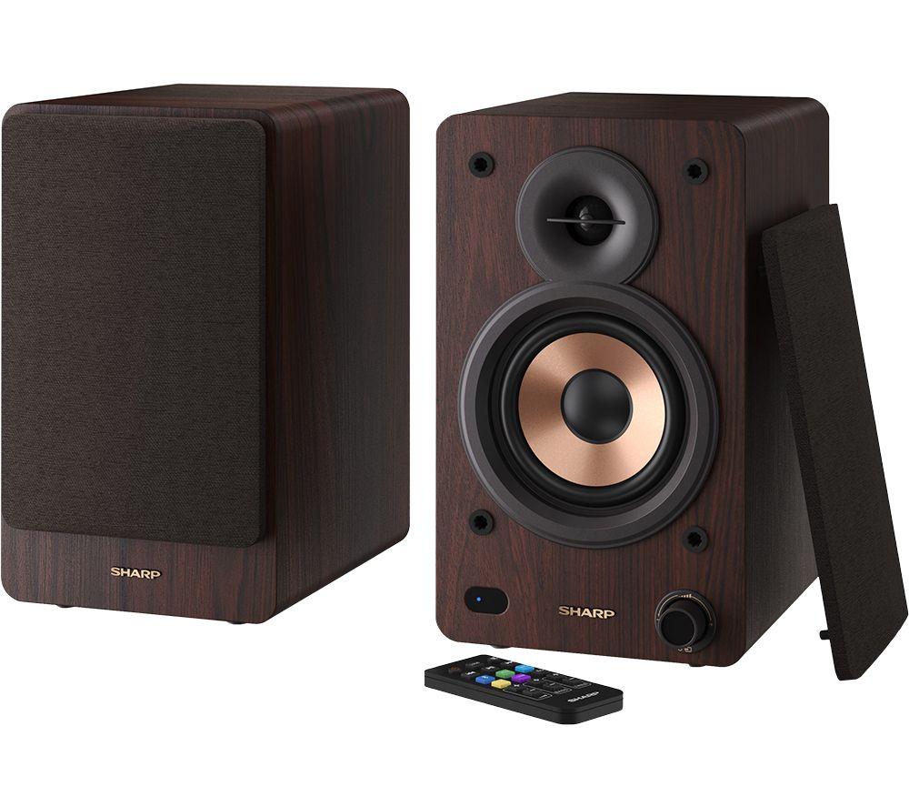 SHARP CP-SS30(BR) Bluetooth Active Bookshelf Monitor Speaker - Brown image number 6 of 9