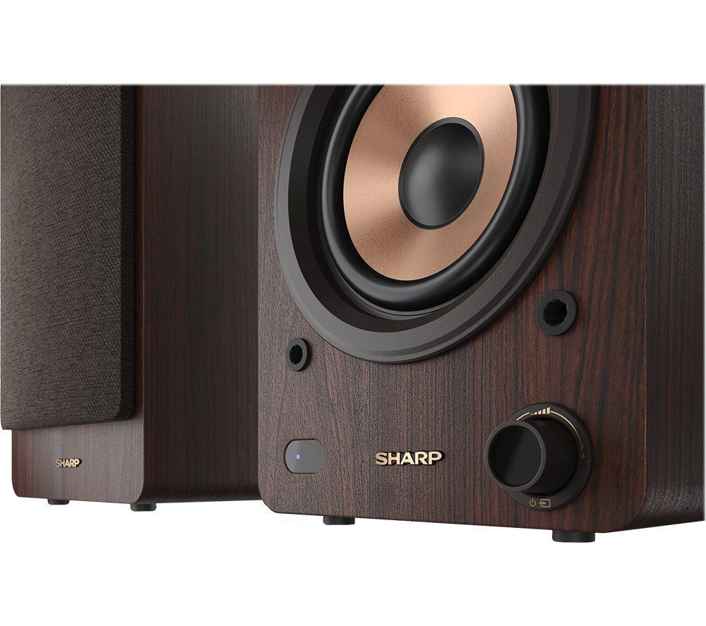 SHARP CP-SS30(BR) Bluetooth Active Bookshelf Monitor Speaker - Brown image number 7 of 9