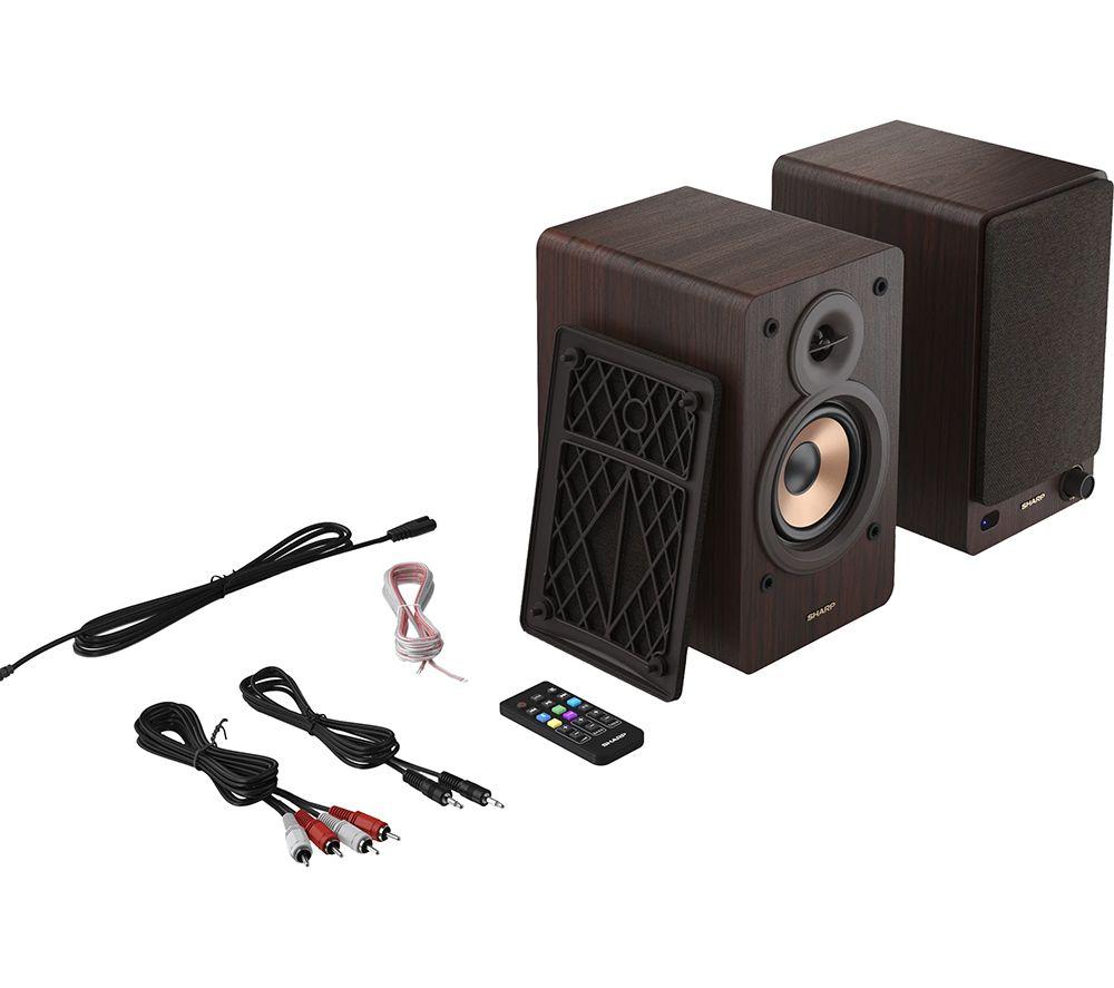 SHARP CP-SS30(BR) Bluetooth Active Bookshelf Monitor Speaker - Brown image number 8 of 9