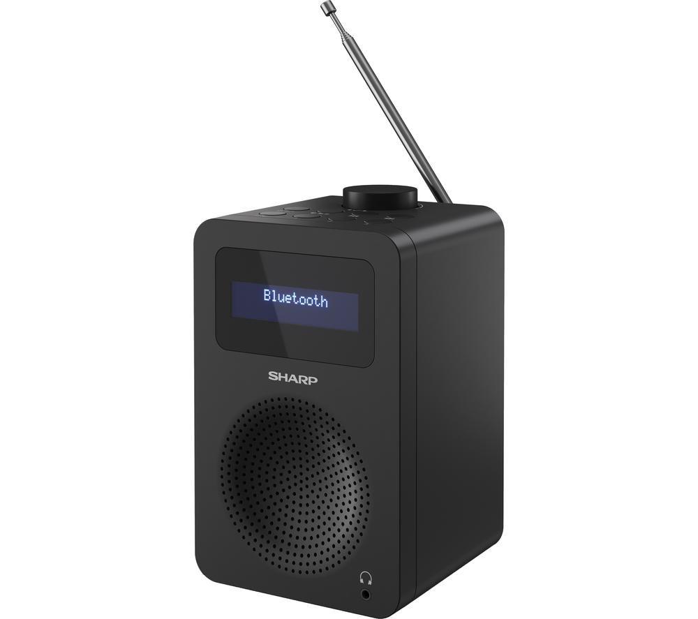 SHARP DR-430(BK) Tokyo Digital Radio with Bluetooth 5.0, DAB+/FM Radio Audio Player, Mains Powered, Bedside Kitchen or Lounge Radio with Dual Alarm Clock, DRC Audio & 40 Pre-Sets – Midnight Black