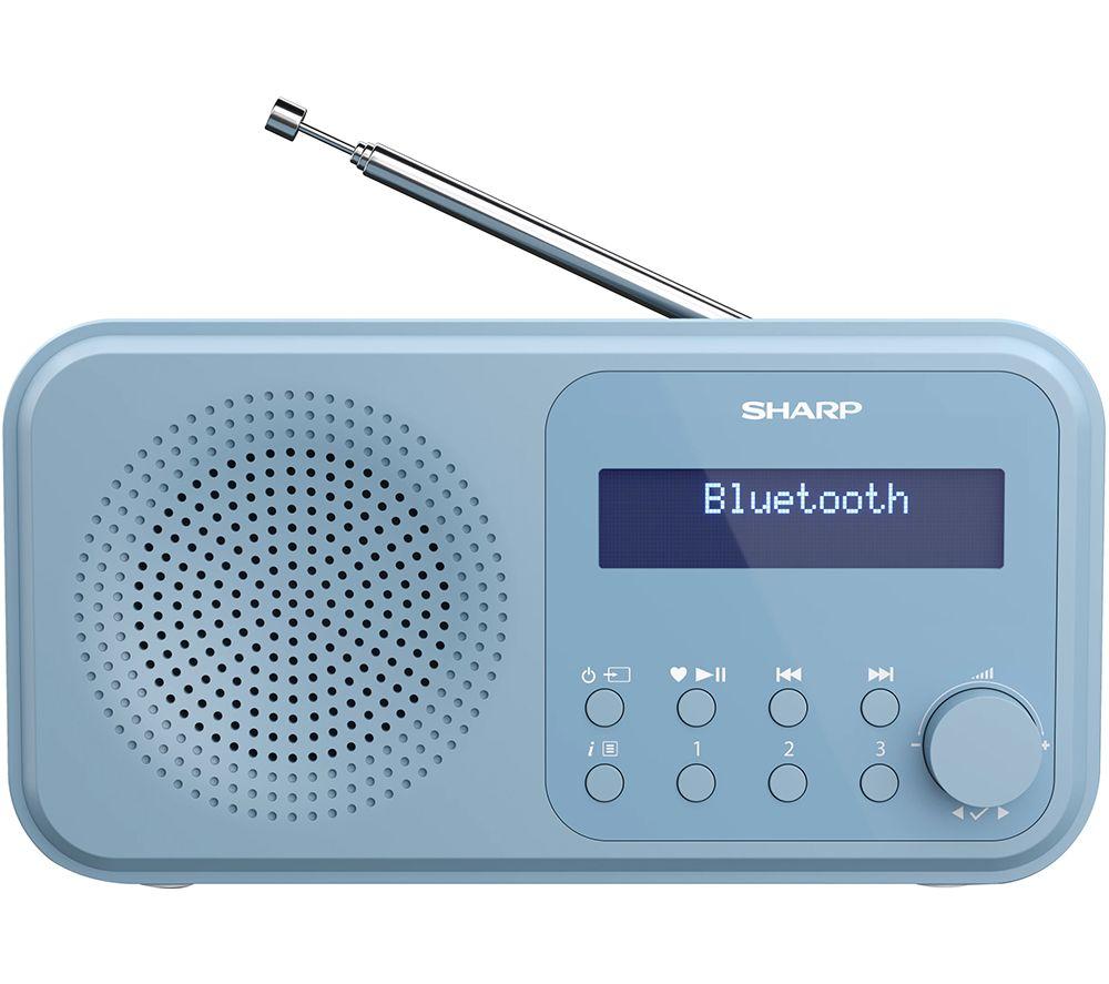 SHARP DR-P420(BL) Tokyo Portable Digital Radio With Bluetooth 5.0, Mono DAB+/FM Audio Player, Compact & Lightweight, USB/Battery Powered, Dual Alarm Clock & 40 Pre-Sets - Steel Blue