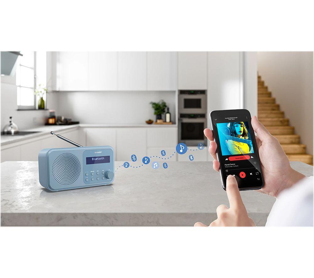 SHARP Tokyo DR-P420 Portable DAB+/FM Bluetooth Radio - Steel Blue image number 8 of 9
