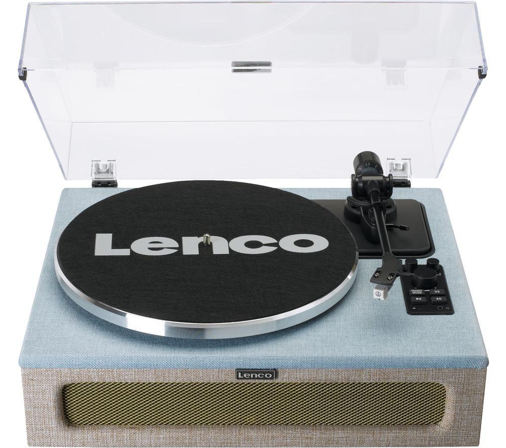 LENCO LS-440 Belt Drive Bluetooth Turntable - Blue & Taupe, Blue,Silver/Grey