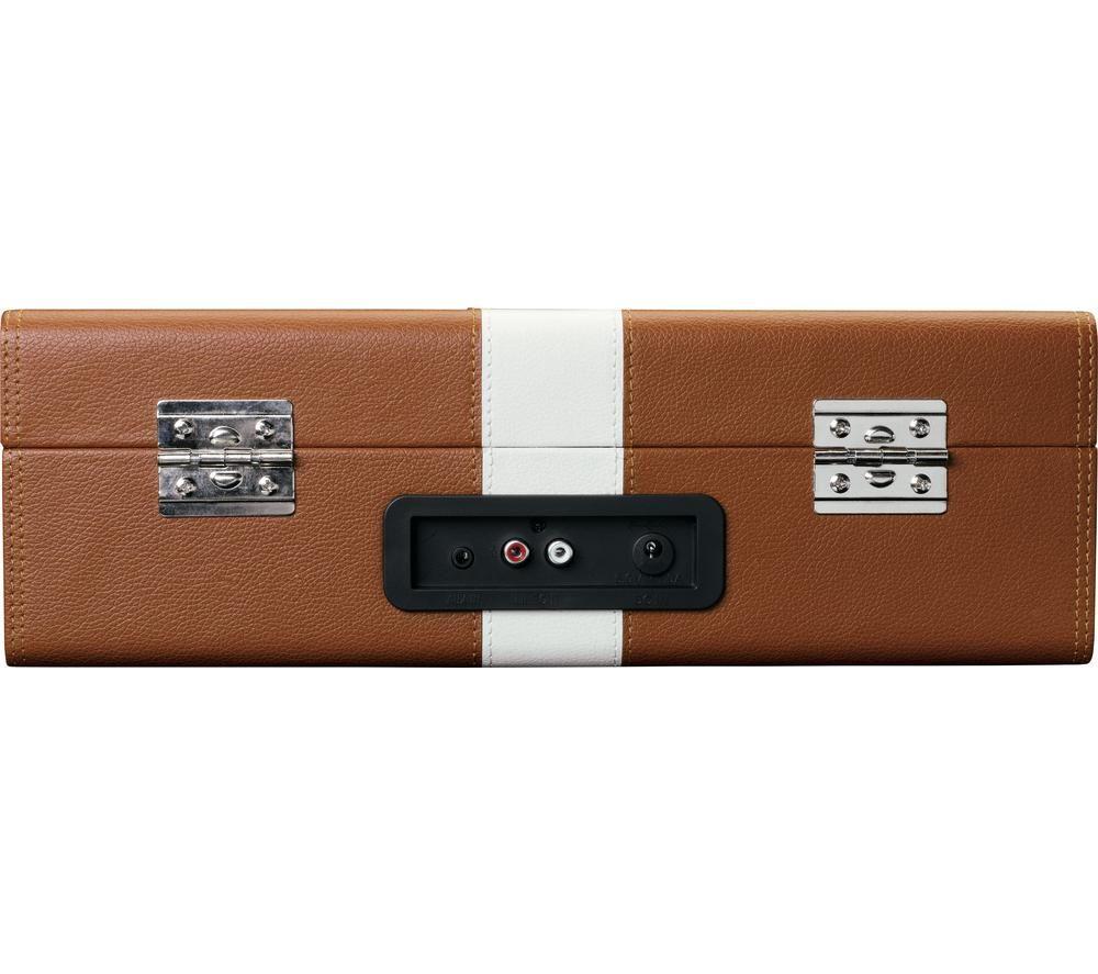 LENCO Classic Phono TT-120 Portable Belt Drive Bluetooth Turntable - Brown & White image number 2 of 5