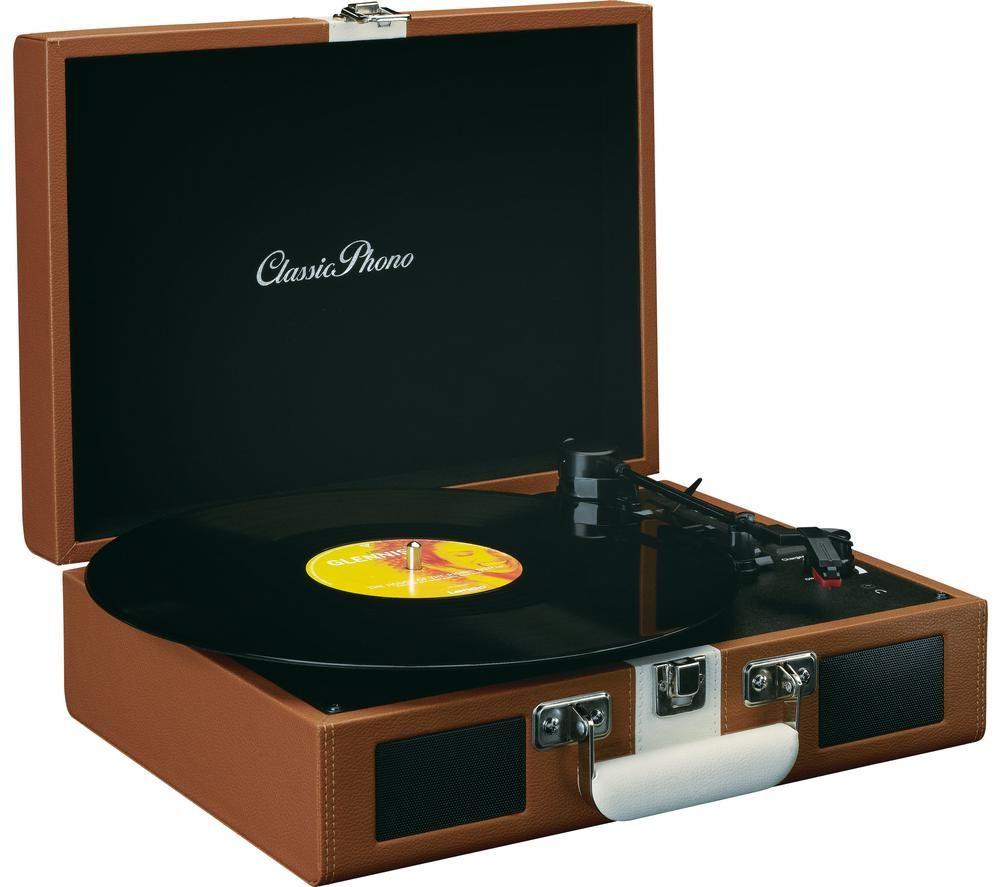 LENCO Classic Phono TT-120 Portable Belt Drive Bluetooth Turntable - Brown & White image number 4 of 5