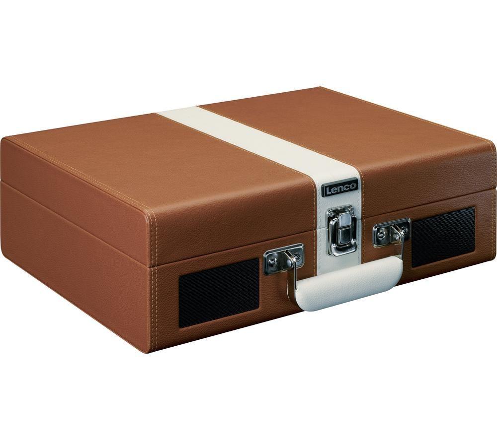 LENCO Classic Phono TT-120 Portable Belt Drive Bluetooth Turntable - Brown & White image number 5 of 5