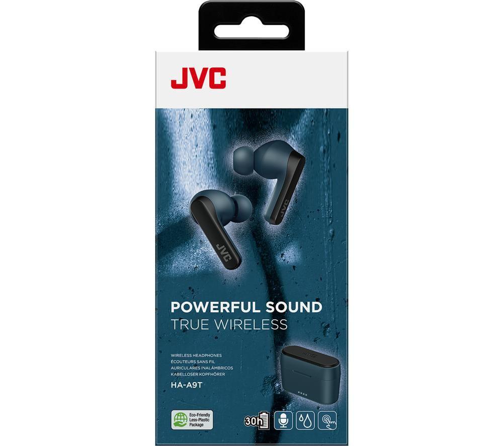 JVC HA-A9T Wireless Bluetooth Earbuds - Black & Marine Blue image number 3 of 7