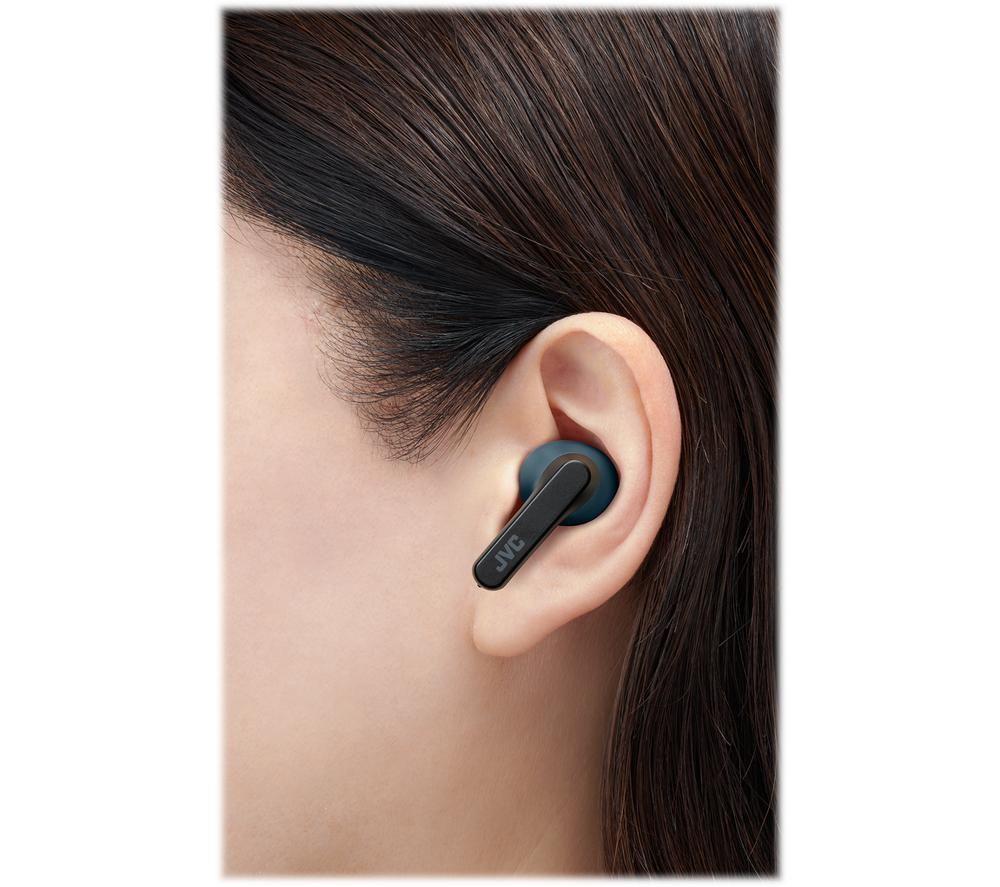 JVC HA-A9T Wireless Bluetooth Earbuds - Black & Marine Blue image number 4 of 7
