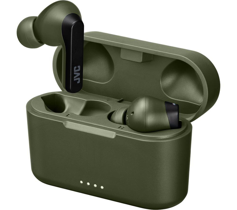 JVC HA-A9T Wireless Bluetooth Earbuds - Olive Green & Black image number 2 of 8