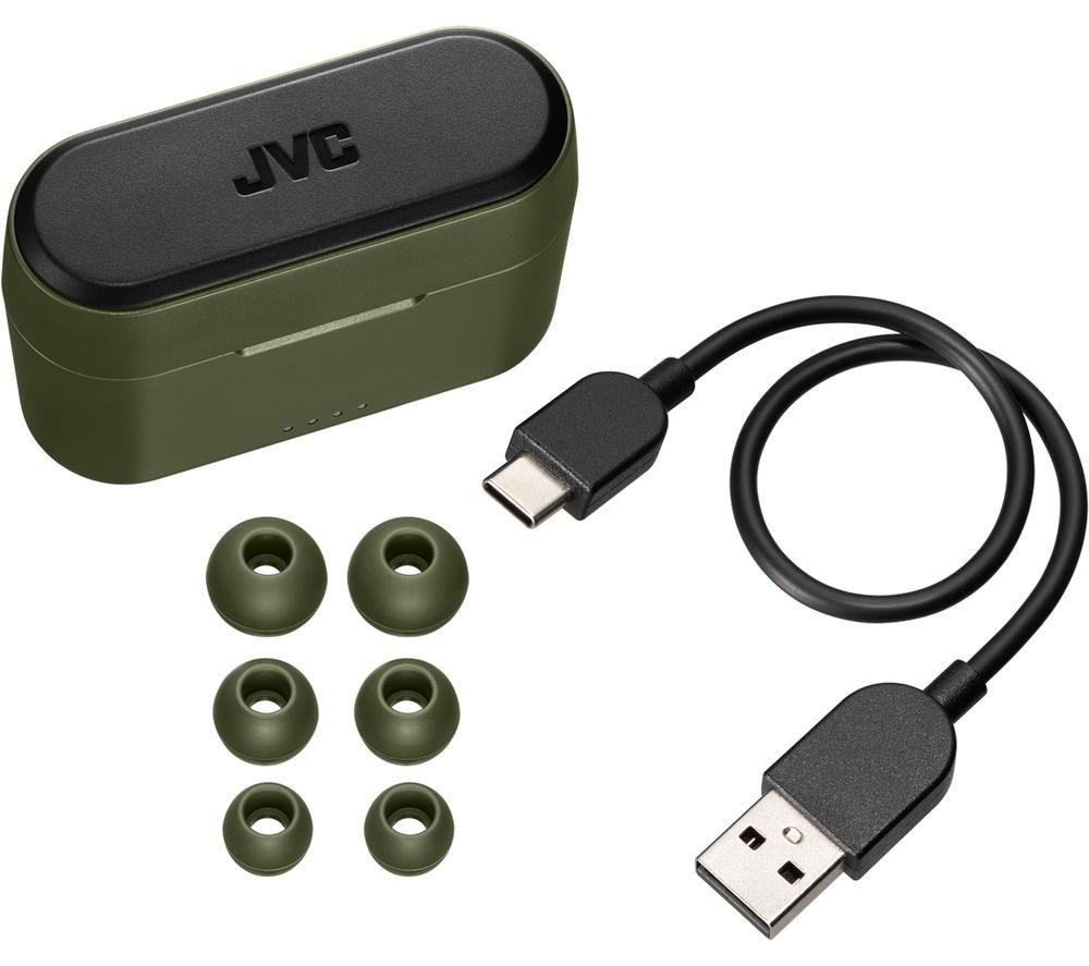 JVC HA-A9T Wireless Bluetooth Earbuds - Olive Green & Black image number 3 of 8