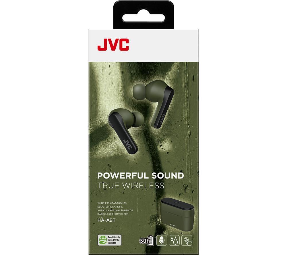 JVC HA-A9T Wireless Bluetooth Earbuds - Olive Green & Black image number 4 of 8