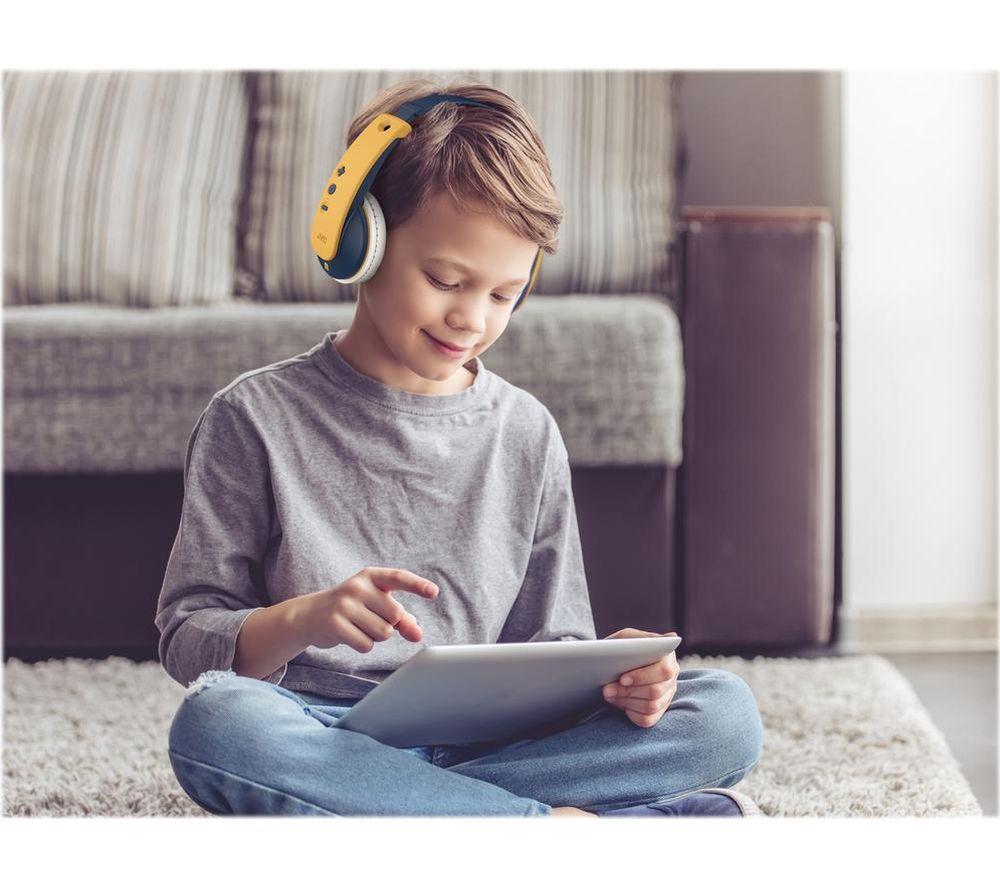 JVC TINYPHONES HA-KD10W Wireless Bluetooth Kids Headphones - Yellow & Blue image number 6 of 7